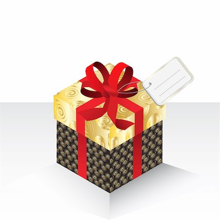 simsearch:400-05384513,k - Vector - Illustration of a present or gift wrapped with colorful paper, a red bow and a card Photographie de stock - Aubaine LD & Abonnement, Code: 400-04080376