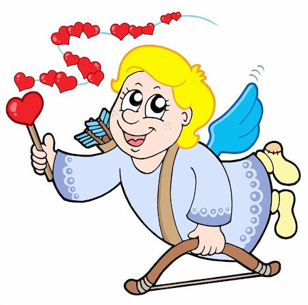 simsearch:400-04267372,k - Flying cupid with magic wand - vector illustration. Photographie de stock - Aubaine LD & Abonnement, Code: 400-04080449