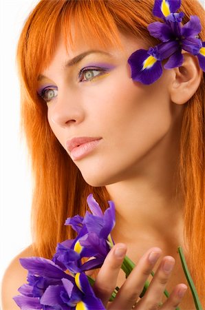 Close-up portrait of a fresh and beautiful young model with flower Stock Photo - Budget Royalty-Free & Subscription, Code: 400-04080476