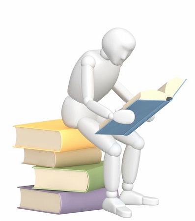 simsearch:400-06074785,k - 3d puppet, reading the book. Over white Stock Photo - Budget Royalty-Free & Subscription, Code: 400-04080516