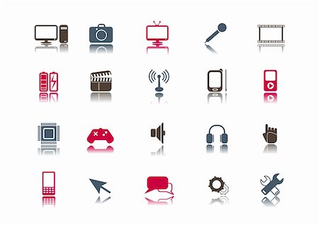 processor vector icon - A collection of 20 media and technology icons. Stock Photo - Budget Royalty-Free & Subscription, Code: 400-04080526