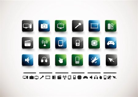 processor vector icon - A collection of 18 media and technology icons. Stock Photo - Budget Royalty-Free & Subscription, Code: 400-04080536