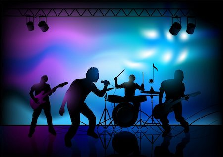 singer vector - Vector illustration of a rock band playing live. Stock Photo - Budget Royalty-Free & Subscription, Code: 400-04080540
