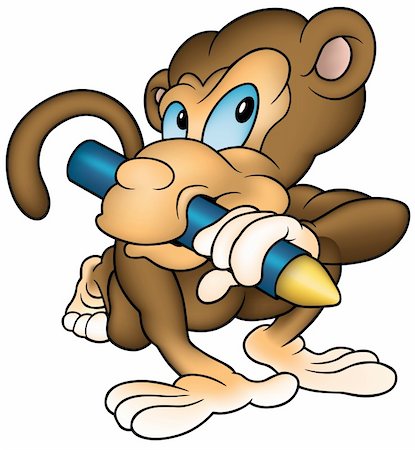 Monkey Painter - colored cartoon illustration as vector Stock Photo - Budget Royalty-Free & Subscription, Code: 400-04080575