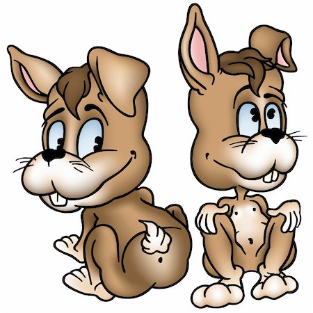 simsearch:400-04162983,k - Two Rabbits - colored cartoon illustration as vector Foto de stock - Super Valor sin royalties y Suscripción, Código: 400-04080580