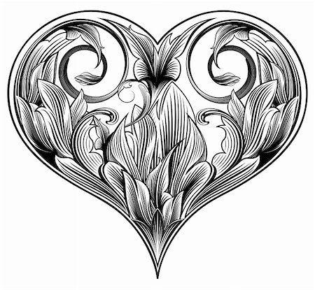 Abstract ornamental heart to valentine's day. Floral design Stock Photo - Budget Royalty-Free & Subscription, Code: 400-04080595