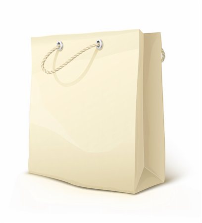 empty paper shopping bag with handles isolated - vector illustration Stock Photo - Budget Royalty-Free & Subscription, Code: 400-04080719