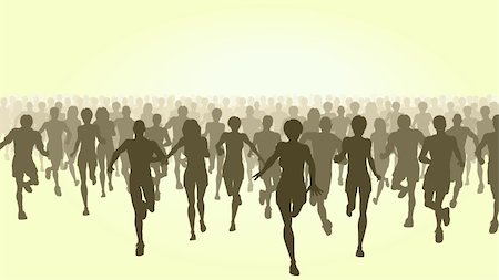 Editable vector illustration of a large group of people running Stock Photo - Budget Royalty-Free & Subscription, Code: 400-04080729