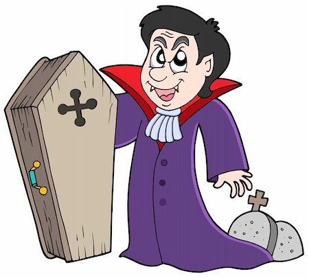 simsearch:400-06104124,k - Vampire with coffin and graves - vector illustration. Stock Photo - Budget Royalty-Free & Subscription, Code: 400-04080748