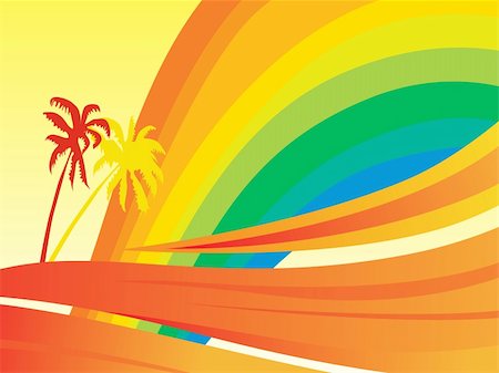 simsearch:400-04069932,k - banner, rainbow waves and palm tree Stock Photo - Budget Royalty-Free & Subscription, Code: 400-04080824