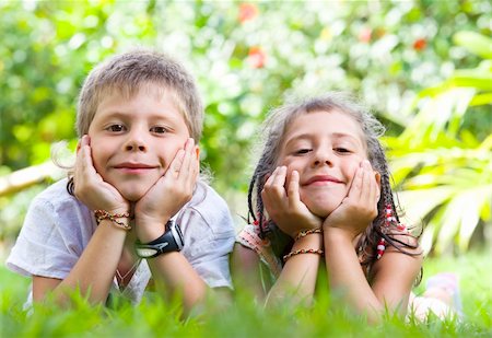 simsearch:400-07088886,k - Portrait of little kids having good time in summer environment Stock Photo - Budget Royalty-Free & Subscription, Code: 400-04080875