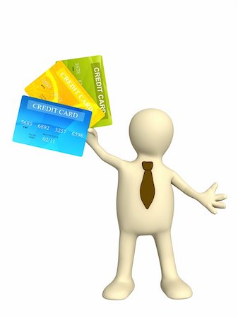 simsearch:400-06530170,k - 3d puppet holding a new credit cards Foto de stock - Super Valor sin royalties y Suscripción, Código: 400-04080923