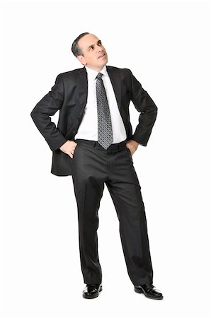 simsearch:400-06565728,k - Thinking businessman in a suit isolated on white background Foto de stock - Super Valor sin royalties y Suscripción, Código: 400-04080999