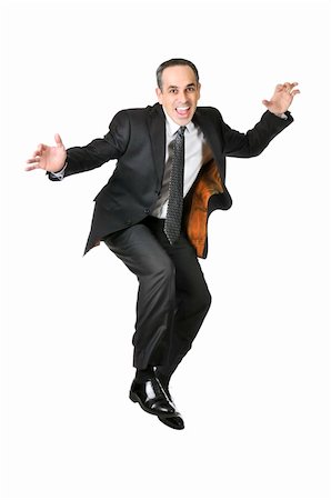 simsearch:400-04485729,k - Jumping businessman in a suit isolated on white background Stock Photo - Budget Royalty-Free & Subscription, Code: 400-04081002