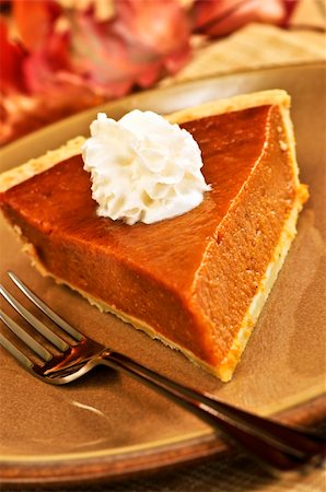 simsearch:400-06429990,k - Slice of pumpkin pie with fresh whipped cream Stock Photo - Budget Royalty-Free & Subscription, Code: 400-04081052