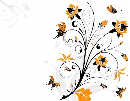 simsearch:400-04687893,k - Floral Background with Butterfly, element for design, vector illustration Stock Photo - Budget Royalty-Free & Subscription, Code: 400-04081117