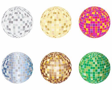simsearch:400-04349799,k - Set of disco sphere equipment in three-dimensions shape Fotografie stock - Microstock e Abbonamento, Codice: 400-04081322