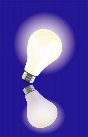 draw light bulb - vector bulb lighting on blue background and reflections Stock Photo - Budget Royalty-Free & Subscription, Code: 400-04081557