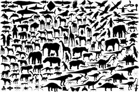 simsearch:400-04675408,k - Diverse set of editable vector animal outlines Photographie de stock - Aubaine LD & Abonnement, Code: 400-04081701