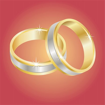 simsearch:400-06061555,k - Illustration of a two gold and platinum wedding rings. This image is scalable to any size without quality loss. Vector eps8. Photographie de stock - Aubaine LD & Abonnement, Code: 400-04081736
