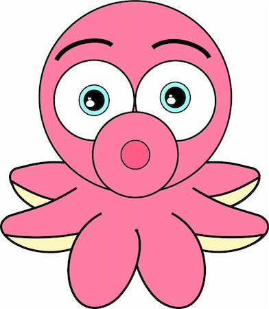 fish clip art to color - Vector illustration file saved in eps Adobe Illustrator 8. Cute looking cartoon pink octopus with big eye Stock Photo - Budget Royalty-Free & Subscription, Code: 400-04081746