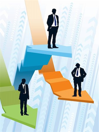 Businessmen are riding on large graphs, conceptual business illustration. Foto de stock - Super Valor sin royalties y Suscripción, Código: 400-04082014