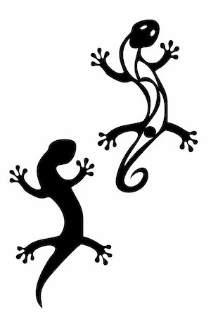 Pair of black tribal gecko tattoos Photographie de stock - Aubaine LD & Abonnement, Code: 400-04082029