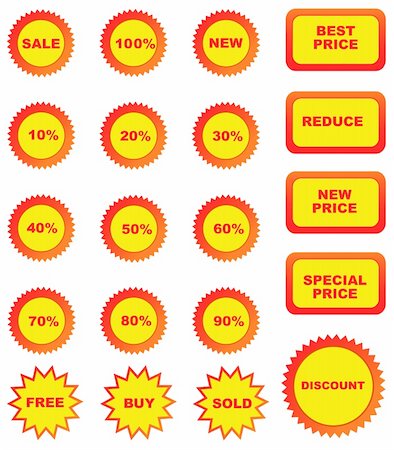 reduced sign in a shop - Set of color price tags Stock Photo - Budget Royalty-Free & Subscription, Code: 400-04082122