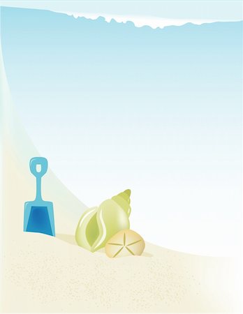 Beach Illustration with seashells; great ad or flyer starter. Foto de stock - Royalty-Free Super Valor e Assinatura, Número: 400-04082266