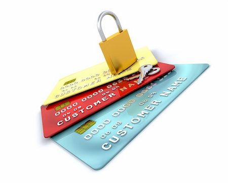 Padlock on generic credit cards Stock Photo - Budget Royalty-Free & Subscription, Code: 400-04082308