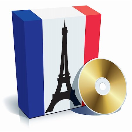 eiffel tower pictures clip art - French software box with national flag colors and CD. Stock Photo - Budget Royalty-Free & Subscription, Code: 400-04082335