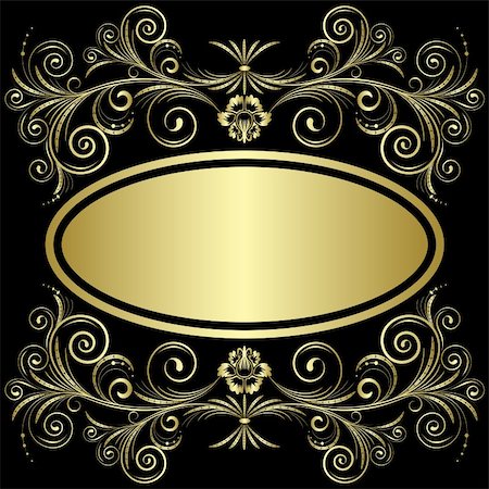 simsearch:400-04852864,k - Gold frame from flowers and leaves on the black background Stock Photo - Budget Royalty-Free & Subscription, Code: 400-04082342