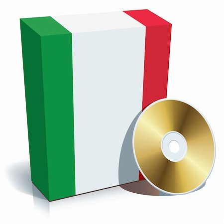 Italian software box with national flag colors and CD. Stock Photo - Budget Royalty-Free & Subscription, Code: 400-04082370