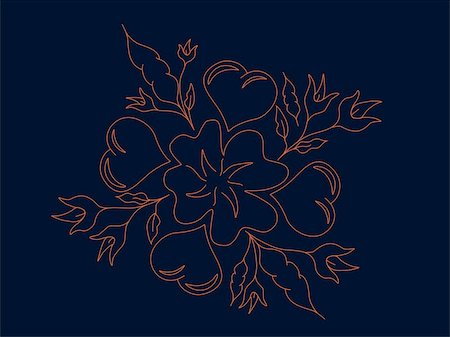 simsearch:400-04803004,k - Pattern from flowers and hearts on navy blue background Photographie de stock - Aubaine LD & Abonnement, Code: 400-04082545