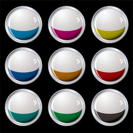 Nine colourful buttons with white tops and silver bevel Stock Photo - Budget Royalty-Free & Subscription, Code: 400-04082542