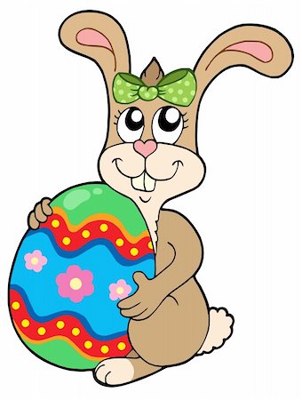 simsearch:400-04322840,k - Bunny holding big Easter egg - vector illustration. Foto de stock - Super Valor sin royalties y Suscripción, Código: 400-04082751