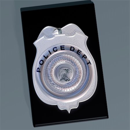 Detailed illustration of a police shield on a leather wallet Photographie de stock - Aubaine LD & Abonnement, Code: 400-04082845