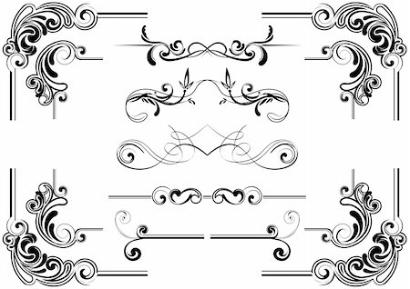 Abstract corner scroll design in black.Each of them group singly, brush including.ZIP contain Ai12, PDF and EPS 8 files.Vector image. Stock Photo - Budget Royalty-Free & Subscription, Code: 400-04083256