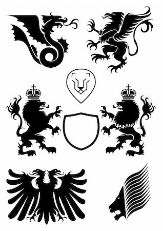 Heraldry design elements,black colored.ZIP contain AI12cs2 ,PDF and EPS 8 files.Vector image. Stock Photo - Budget Royalty-Free & Subscription, Code: 400-04083257