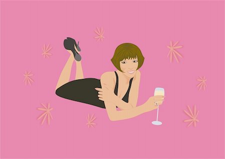 people drinking cocktails silhouette - Woman with glass of sparkling wine Stock Photo - Budget Royalty-Free & Subscription, Code: 400-04083294