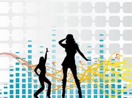 simsearch:400-04031104,k - funky dancers vector with musical background, wallpaper Stock Photo - Budget Royalty-Free & Subscription, Code: 400-04083603