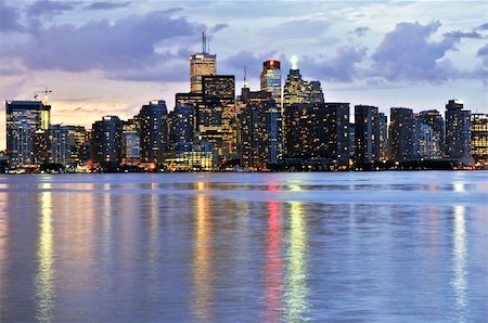 Scenic view at Toronto city waterfront skyline at sunset Stock Photo - Budget Royalty-Free & Subscription, Code: 400-04083831