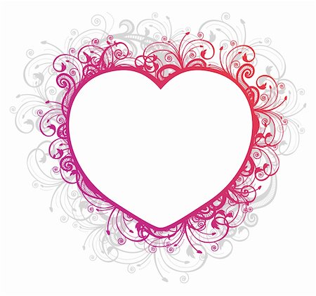 Vector illustration of floral heart frame over white background Stock Photo - Budget Royalty-Free & Subscription, Code: 400-04083847
