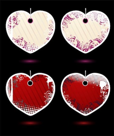 simsearch:400-04547987,k - Set of vector heart-shaped grunge labels Foto de stock - Super Valor sin royalties y Suscripción, Código: 400-04083848