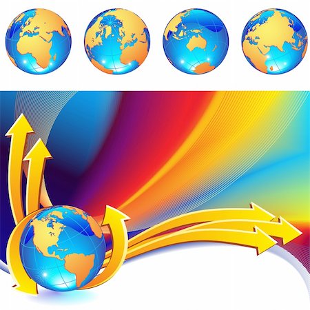 vector illustration - globe on a rainbow abstract background Foto de stock - Super Valor sin royalties y Suscripción, Código: 400-04083921