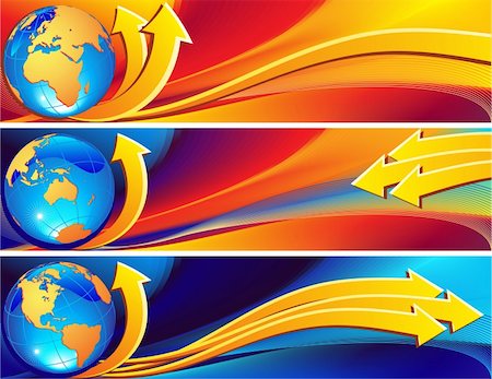 Vector illustration - a globe banner on an abstract rainbow background Foto de stock - Super Valor sin royalties y Suscripción, Código: 400-04083937