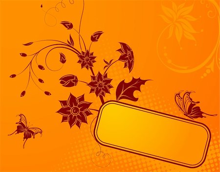simsearch:400-04136291,k - Flower frame with butterfly, element for design, vector illustration Foto de stock - Super Valor sin royalties y Suscripción, Código: 400-04094569
