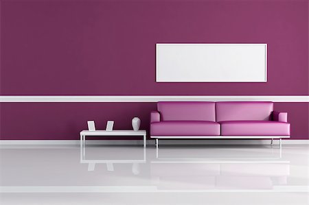 simsearch:400-04156984,k - purple living room with modern sofa and blank canvas Stockbilder - Microstock & Abonnement, Bildnummer: 400-04094604