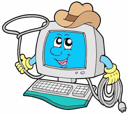 personal computer vector - Cowboy computer on white background - vector illustration. Stock Photo - Budget Royalty-Free & Subscription, Code: 400-04094826