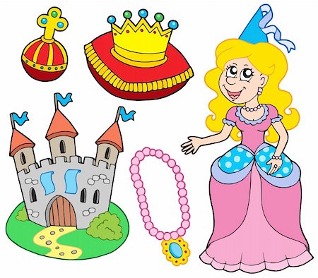 Princess collection on white background - vector illustration. Stock Photo - Budget Royalty-Free & Subscription, Code: 400-04094836